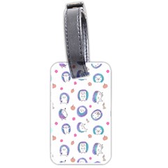 Cute And Funny Purple Hedgehogs On A White Background Luggage Tag (two Sides) by SychEva