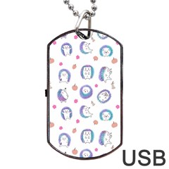 Cute And Funny Purple Hedgehogs On A White Background Dog Tag Usb Flash (one Side) by SychEva