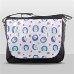 Cute And Funny Purple Hedgehogs On A White Background Messenger Bag Front