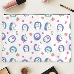 Cute And Funny Purple Hedgehogs On A White Background Cosmetic Bag (xxl) by SychEva