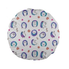 Cute And Funny Purple Hedgehogs On A White Background Standard 15  Premium Round Cushions by SychEva