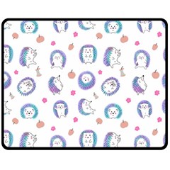 Cute And Funny Purple Hedgehogs On A White Background Double Sided Fleece Blanket (medium)  by SychEva