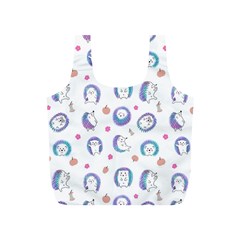 Cute And Funny Purple Hedgehogs On A White Background Full Print Recycle Bag (s) by SychEva