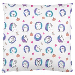 Cute And Funny Purple Hedgehogs On A White Background Large Flano Cushion Case (two Sides) by SychEva