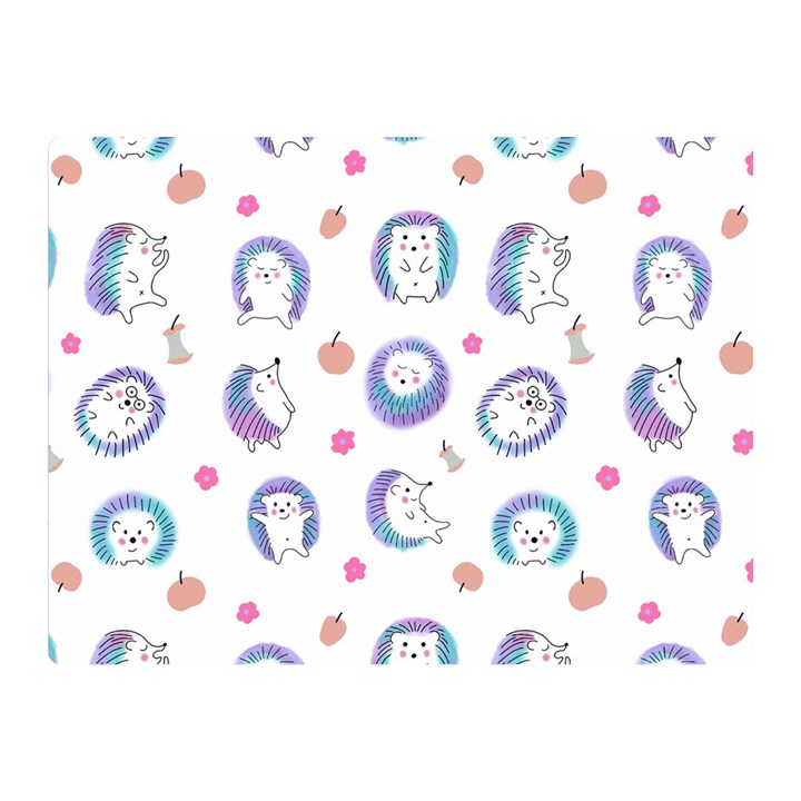 Cute And Funny Purple Hedgehogs On A White Background Double Sided Flano Blanket (Mini) 