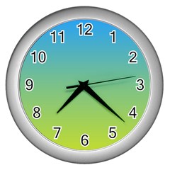 Gradient Blue Green Wall Clock (silver) by ddcreations