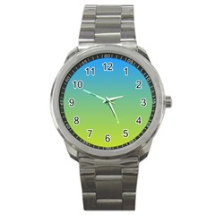 Gradient Blue Green Sport Metal Watch by ddcreations