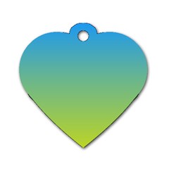 Gradient Blue Green Dog Tag Heart (one Side)