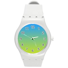 Gradient Blue Green Round Plastic Sport Watch (m) by ddcreations