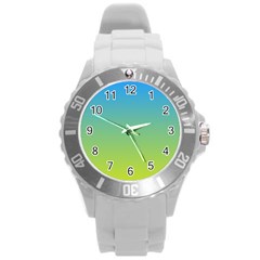 Gradient Blue Green Round Plastic Sport Watch (l) by ddcreations