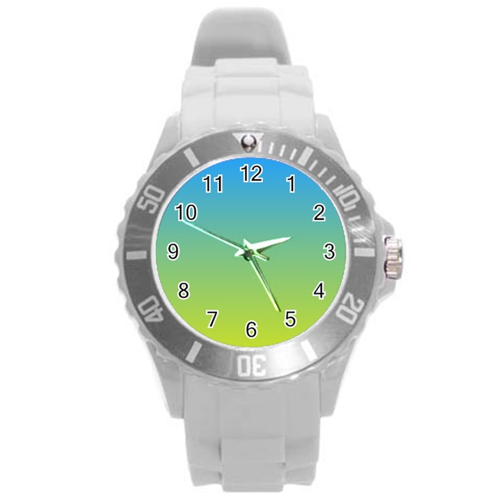 gradient blue green Round Plastic Sport Watch (L)