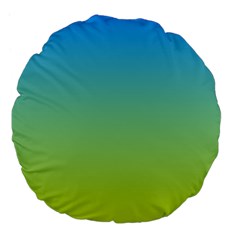 Gradient Blue Green Large 18  Premium Flano Round Cushions by ddcreations