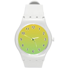 Gradient Yellow Green Round Plastic Sport Watch (m) by ddcreations