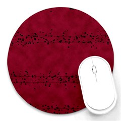 Black Splashes On Red Background Round Mousepads by SychEva