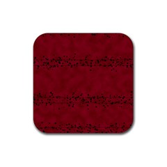 Black Splashes On Red Background Rubber Coaster (square) 