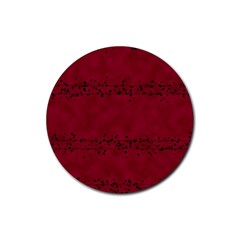 Black Splashes On Red Background Rubber Round Coaster (4 Pack)  by SychEva