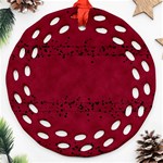 Black Splashes On Red Background Round Filigree Ornament (Two Sides) Back