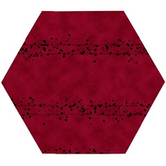 Black Splashes On Red Background Wooden Puzzle Hexagon by SychEva