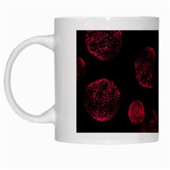 Red Sponge Prints On Black Background White Mugs by SychEva