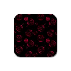 Red Sponge Prints On Black Background Rubber Coaster (square)  by SychEva