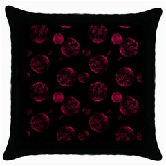 Red Sponge Prints On Black Background Throw Pillow Case (black) by SychEva