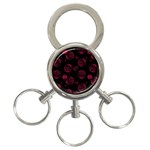 Red Sponge Prints On Black Background 3-Ring Key Chain Front