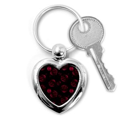 Red Sponge Prints On Black Background Key Chain (heart) by SychEva