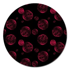 Red Sponge Prints On Black Background Magnet 5  (round) by SychEva