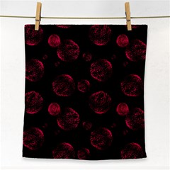 Red Sponge Prints On Black Background Face Towel by SychEva