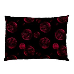 Red Sponge Prints On Black Background Pillow Case by SychEva