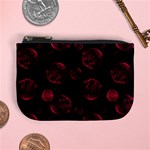 Red Sponge Prints On Black Background Mini Coin Purse Front