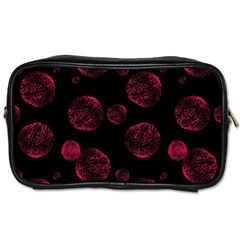 Red Sponge Prints On Black Background Toiletries Bag (one Side) by SychEva