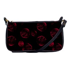 Red Sponge Prints On Black Background Shoulder Clutch Bag by SychEva