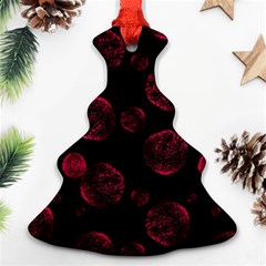 Red Sponge Prints On Black Background Ornament (christmas Tree)  by SychEva