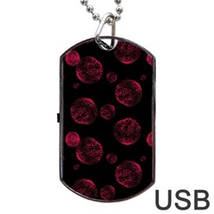 Red Sponge Prints On Black Background Dog Tag Usb Flash (two Sides) by SychEva