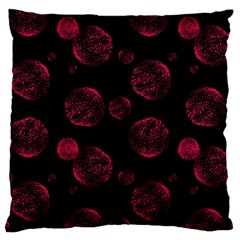 Red Sponge Prints On Black Background Large Cushion Case (two Sides) by SychEva