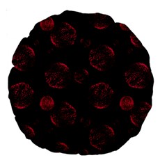 Red Sponge Prints On Black Background Large 18  Premium Round Cushions by SychEva