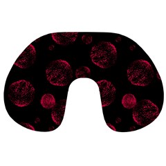 Red Sponge Prints On Black Background Travel Neck Pillow by SychEva