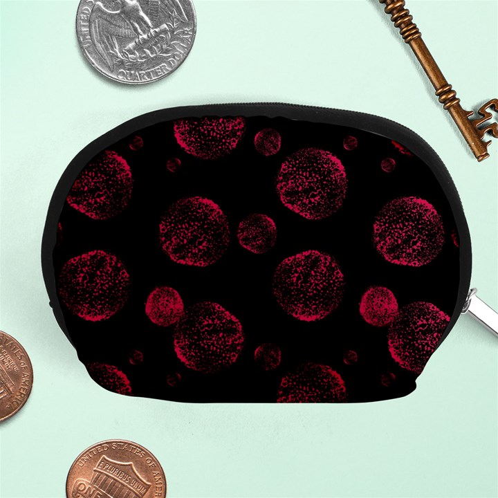 Red Sponge Prints On Black Background Accessory Pouch (Medium)