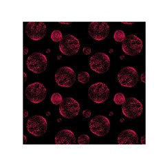 Red Sponge Prints On Black Background Small Satin Scarf (square) by SychEva