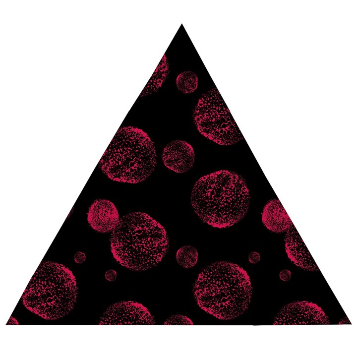 Red Sponge Prints On Black Background Wooden Puzzle Triangle