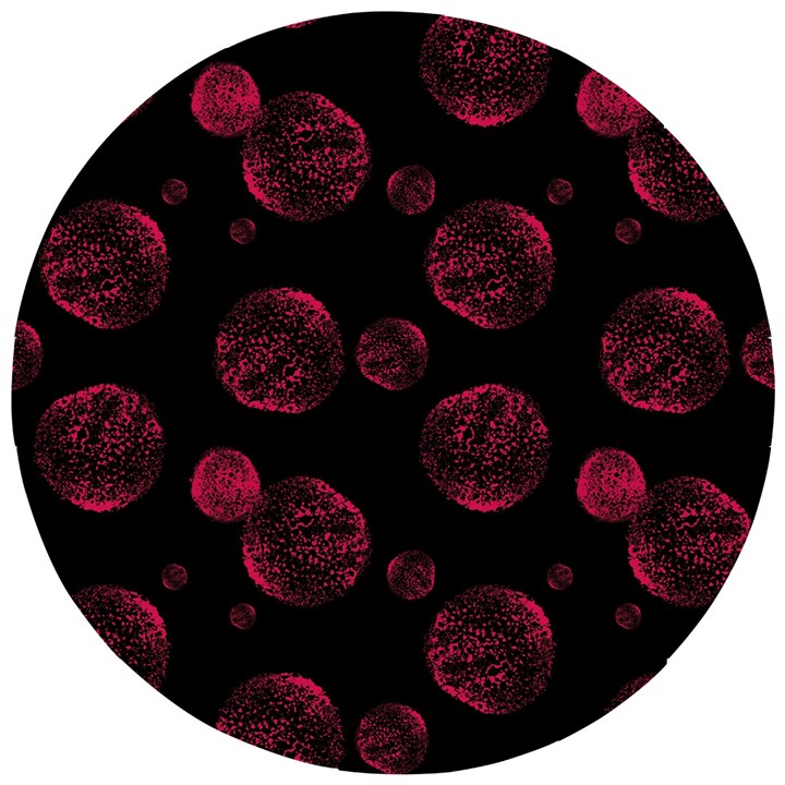 Red Sponge Prints On Black Background Wooden Puzzle Round