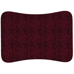 Red Curve Stripes On Black Background Velour Seat Head Rest Cushion by SychEva