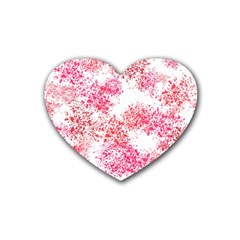 Red Splashes On A White Background Heart Coaster (4 Pack)  by SychEva