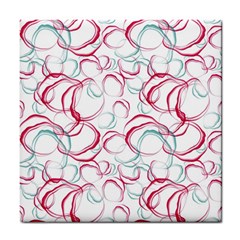 Red And Turquoise Stains On A White Background Tile Coaster by SychEva