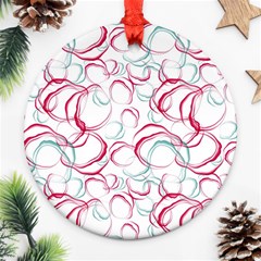 Red And Turquoise Stains On A White Background Ornament (round) by SychEva