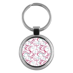 Red And Turquoise Stains On A White Background Key Chain (round) by SychEva