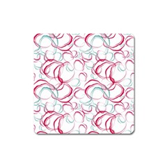 Red And Turquoise Stains On A White Background Square Magnet by SychEva