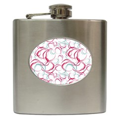 Red And Turquoise Stains On A White Background Hip Flask (6 Oz) by SychEva