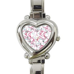 Red And Turquoise Stains On A White Background Heart Italian Charm Watch by SychEva